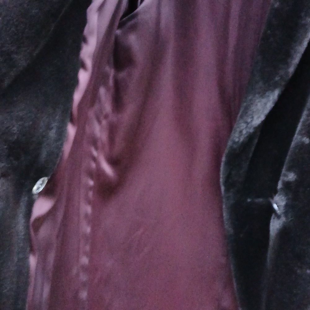 Donnybrook Faux Black/Brown Mink Coat Single Button Lined sz XS.  Mob Wife - Picture 7 of 16